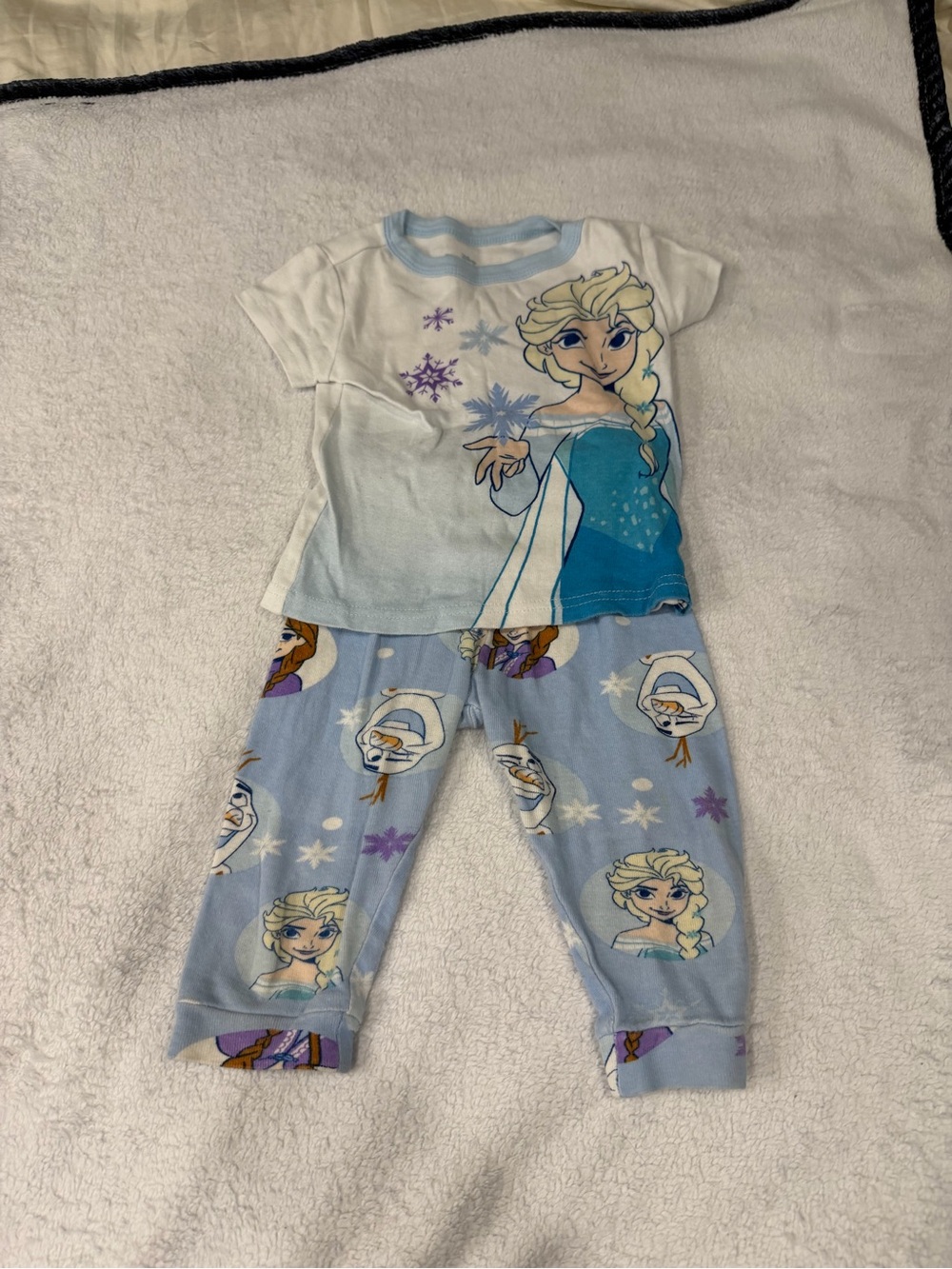 Disney Blue and White Elsa & Olaf Pajama Set